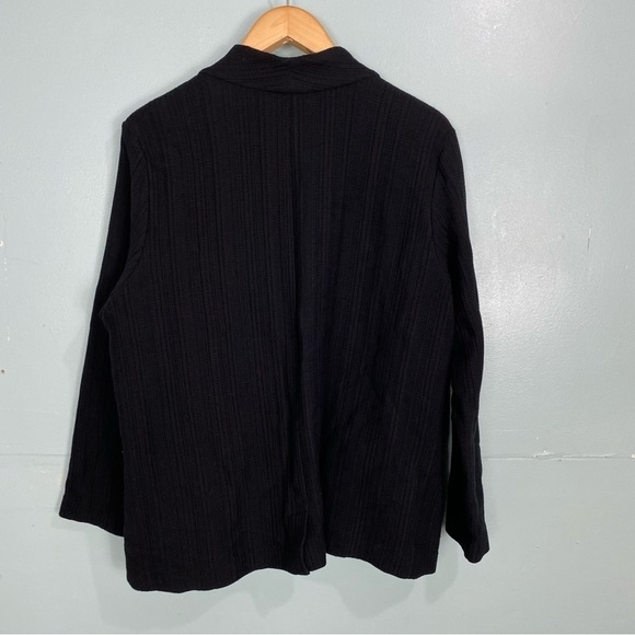 Eileen Fisher Black Cotton Blend Sz L Cardigan‎ Gauze Lightweight Pockets - Picture 5 of 6